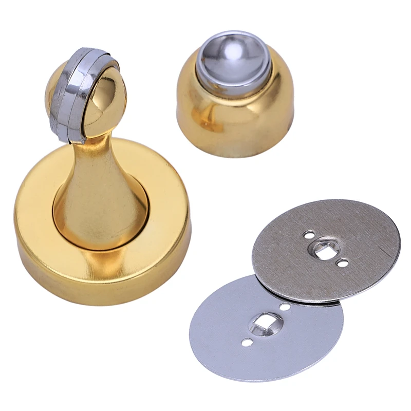 ABSF Bathroom free punching door suction floor stainless steel strong magnetic wall suction bedroom door stop Gold