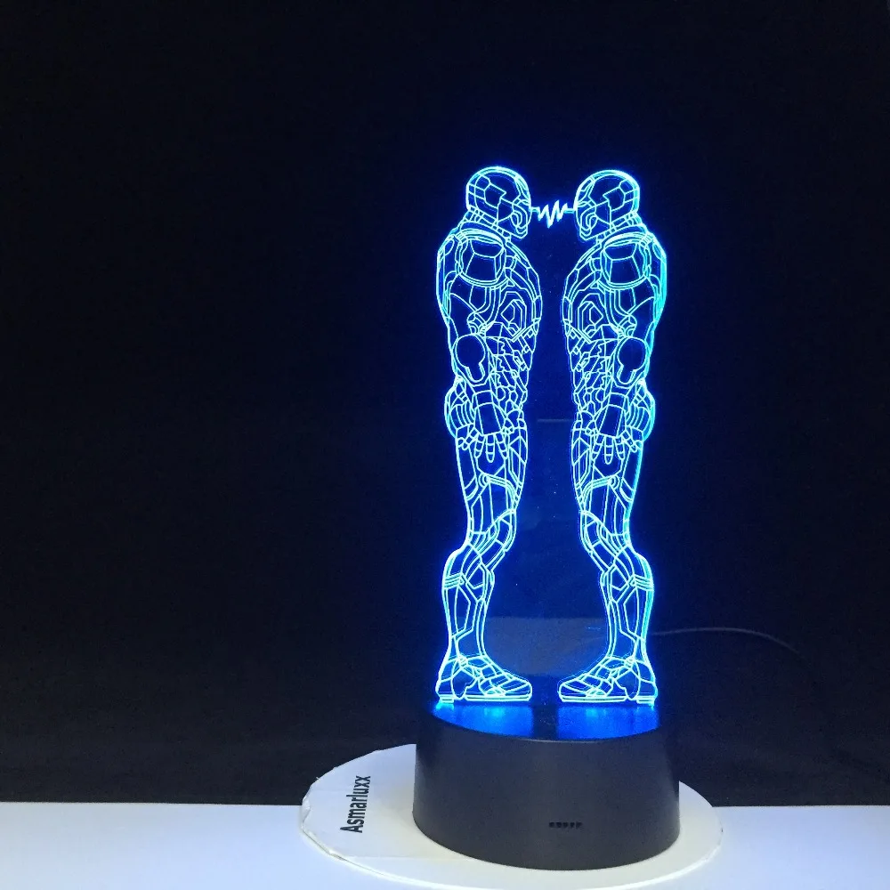 Marvel Figure Projection Lamp Iron Man Remote Control 3D Table Lamp Ironman Avengers Party Decoration Night Light 679