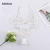 Best selling New Women's lace embroidered underwear  thin mesh see-through sexy erotic lingerie underwire gather bra thong set ► Photo 2/6