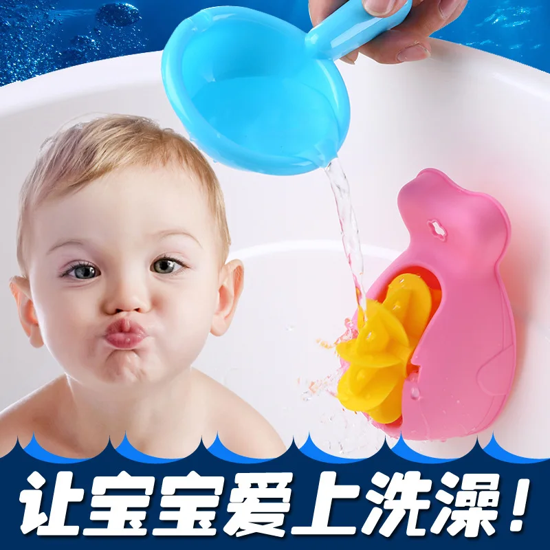 Детские игрушки для игры в воде для младенцев, обучающая игрушка, Кит, веселое водное колесо+ маленькая водная ложка, комплект из двух предметов