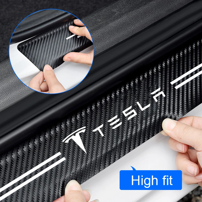 4pcs car sticker PU Leather Door decoration modification protection for Tesla model 3 Model S Model X 2