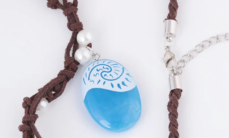 Romance Blue Stone Luminous Pendants Necklaces Polynesia Princess Moana Ocean Rope Chain Necklace For Women Female Jewelry