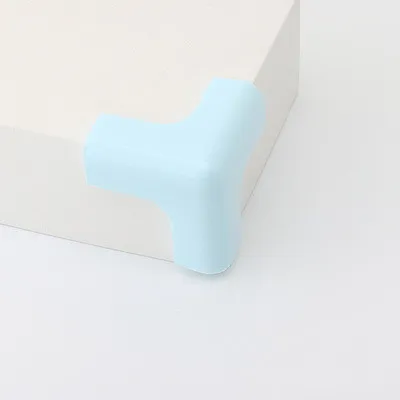 4 Pcs Baby Safety Anti-collision corner T Shape Candy Colors Dining Table Bed Protector Cover Waterproof Children Furniture Light blue
