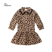 Коллекция года, весенне-осенняя одежда для малышей вечерние платья принцессы с длинными рукавами и леопардовым принтом для маленьких девочек мини-платье, одежда От 1 до 6 лет