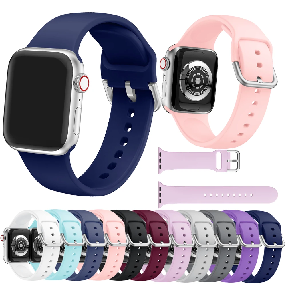 

Silicone for Apple Watch Series 5 40MM 44MM watch Band Watches Strap for iWatch Series 1 2 3 4 5 38MM 42MM bracelet Wristband