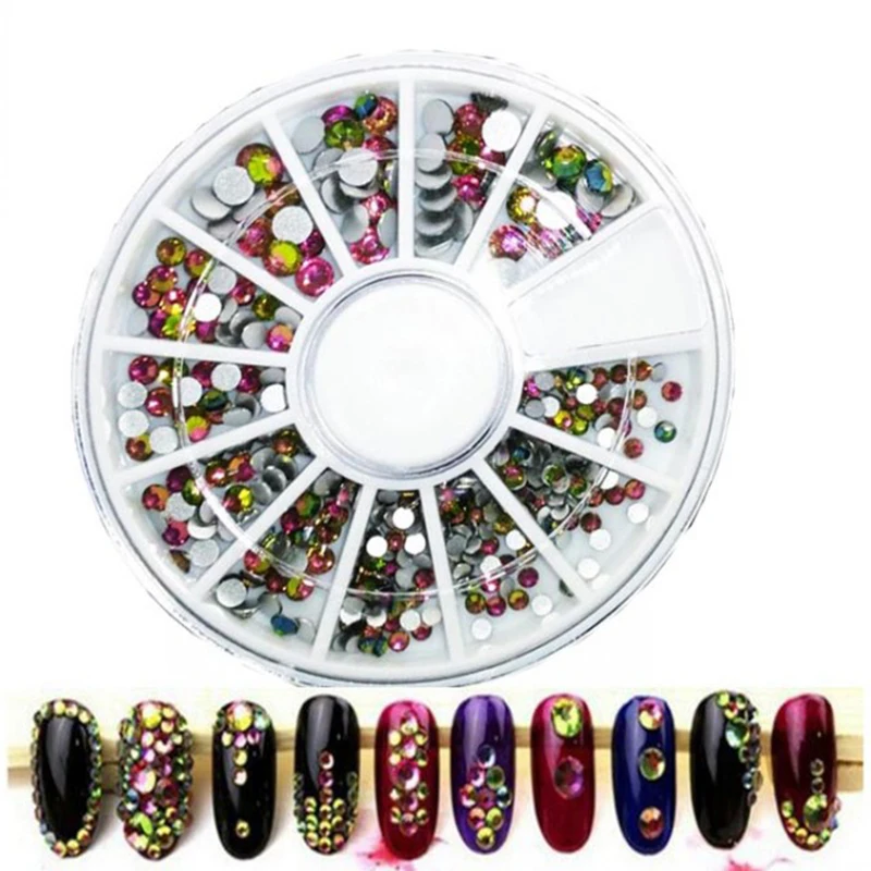 

1Wheel Mix-Size Nail Rhinestones SS6-SS16mm Flatback Gems,Non-Hotfix Nail Art Decorations-3D Gems Manicture Rhinstones @#ZP30