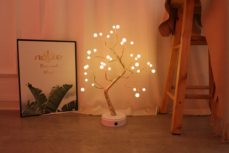 Креативный светодиодный светильник с жемчужным деревом медный декоративный светильник дерево сенсорный выключатель настольный декоративный светильник USB Аккумулятор подарок