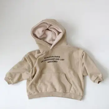 

Autumn Long Sleeve Sweatshirt For Kids Baby Boys Girls Hooded Sweatshirts Winter Children Plus Velvet Hoodies Casual Outerwear