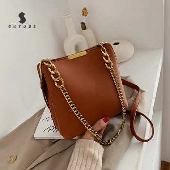 

Chic Ins Popular Bucket Bags Chain Elegant Crossbody Women Leather Shoulder Bag Small Cross Body Handbags