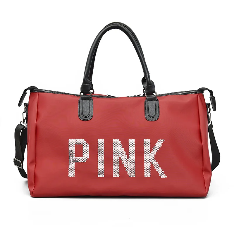 Розовая сумка nouvelle зачатие пайетки Роза lettres salle de sport sac de sac основная Женская сумка через плечо - Цвет: A red