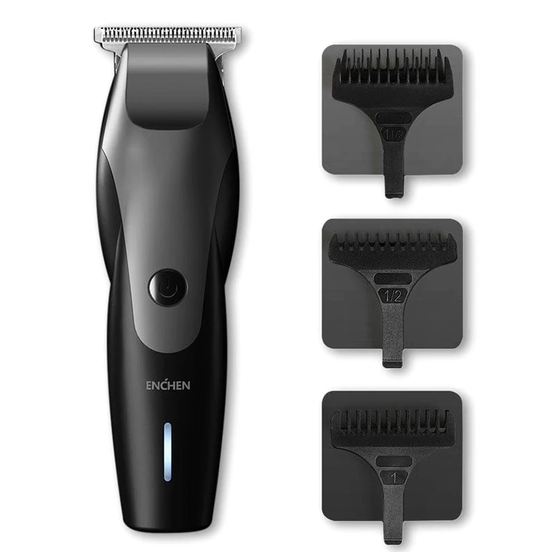 Black With Box Для мужчин ENCHEN зарядка через usb волос триммер для стрижки бороды Триммер для носа волос тример электробритва машинка для стрижки волос, Т-образной головкой машинка для стрижки волос - Цвет: Black With Box