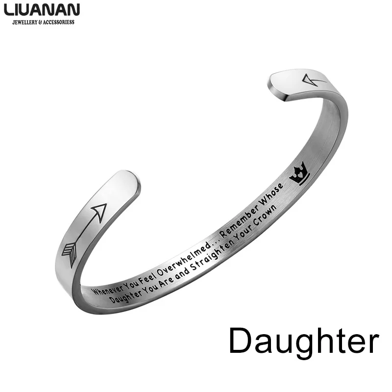 Daughter Подарок на день рождения для браслет дочери браслет каждый раз, когда вы чувствуете себя перегруженным прямо ваша Корона мантра браслет манжета для - Окраска металла: Daughter
