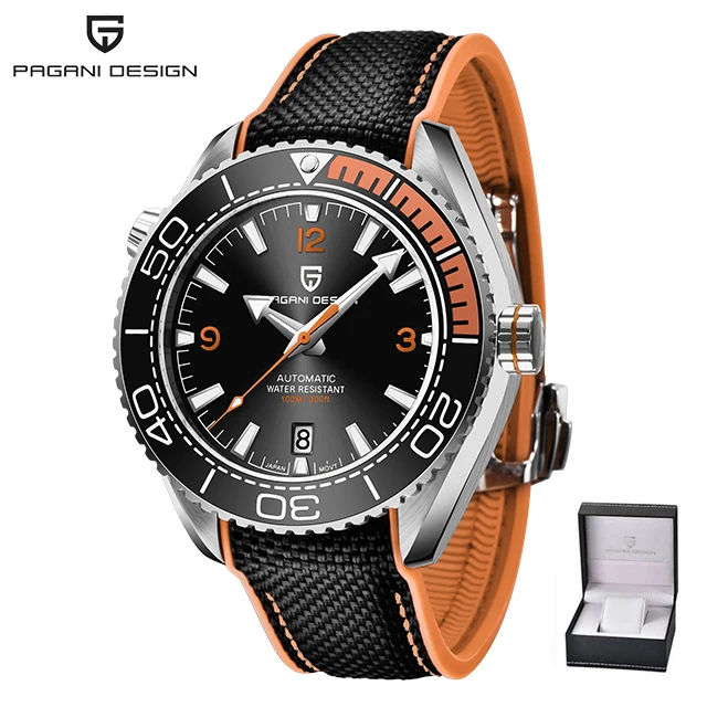 PAGANI DESIGN Men's Automatic Mechanical Watch Ceramic Bezel 100M Waterproof NH35A Movement Luxury Sapphire Glass Watch for Men 