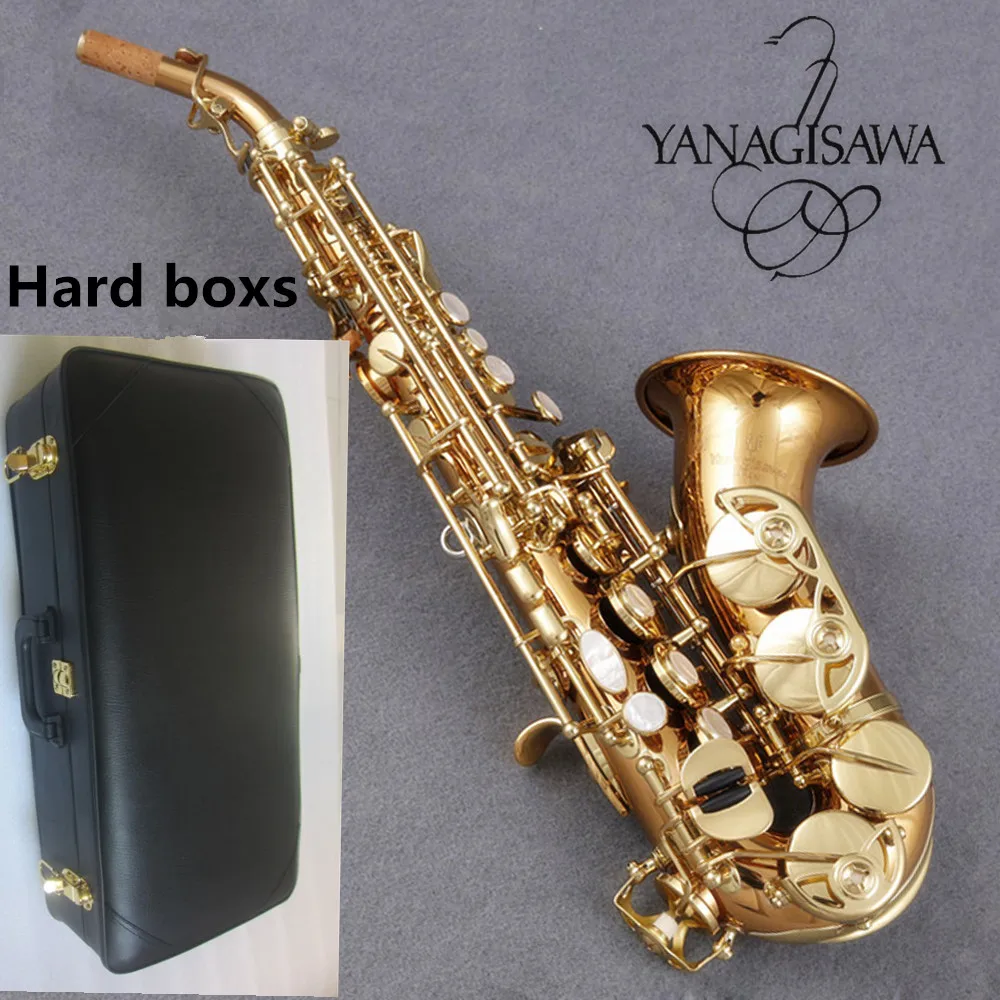 

Japan Curved Soprano Saxophone Yanagisawa SC-992 Lacquer gold Curved Soprano Sax instrument with case mouthpiece & Hard boxs