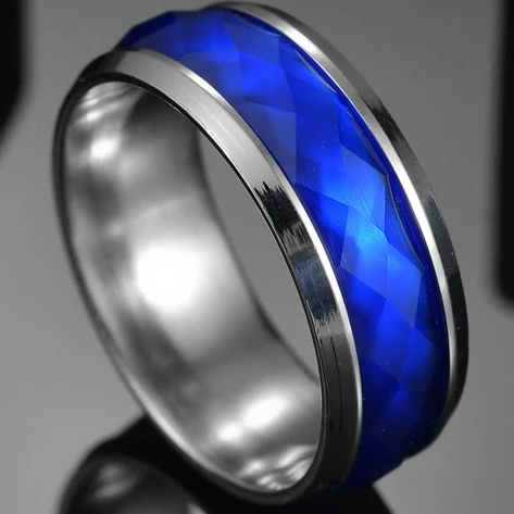 8MM Blue Rotatable Качественные обручальные кольца GoldColor, кольцо для женщин и мужчин, ювелирные изделия из нержавеющей стали, обручальное кольцо, Подарок на годовщину, удивительная цена - Цвет основного камня: 8MM Blue Rotatable