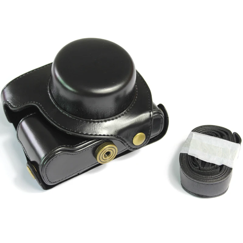 Black PU кожаный чехол сумка для Panasonic lx100 II LUMIX LX100 M2 камера с кожаным плечевым ремнем Нижняя крышка видео сумка аксессуары - Цвет: Black