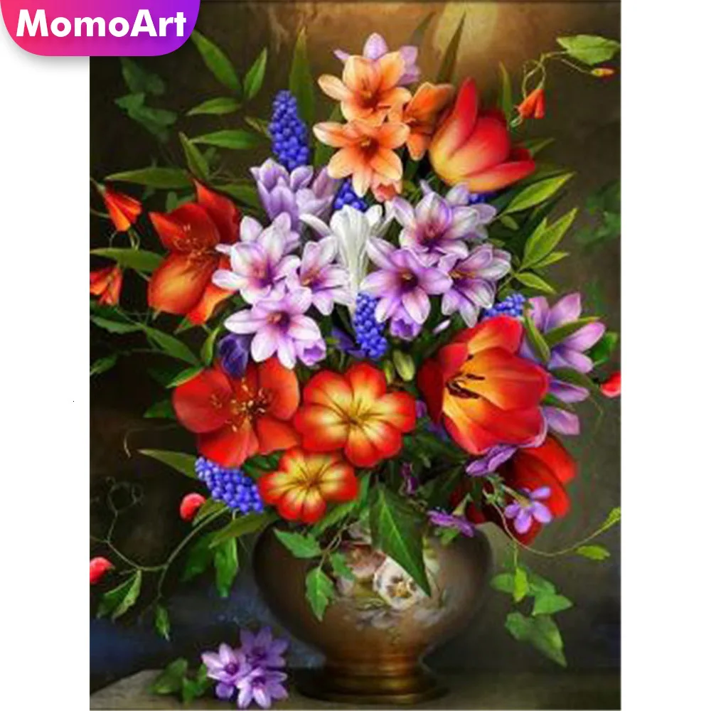

MomoArt 5D DIY Diamond Painting Flowers Cross Stitch Embroidery Full Drill Square Picture Rhinestones Home Decoration Gift