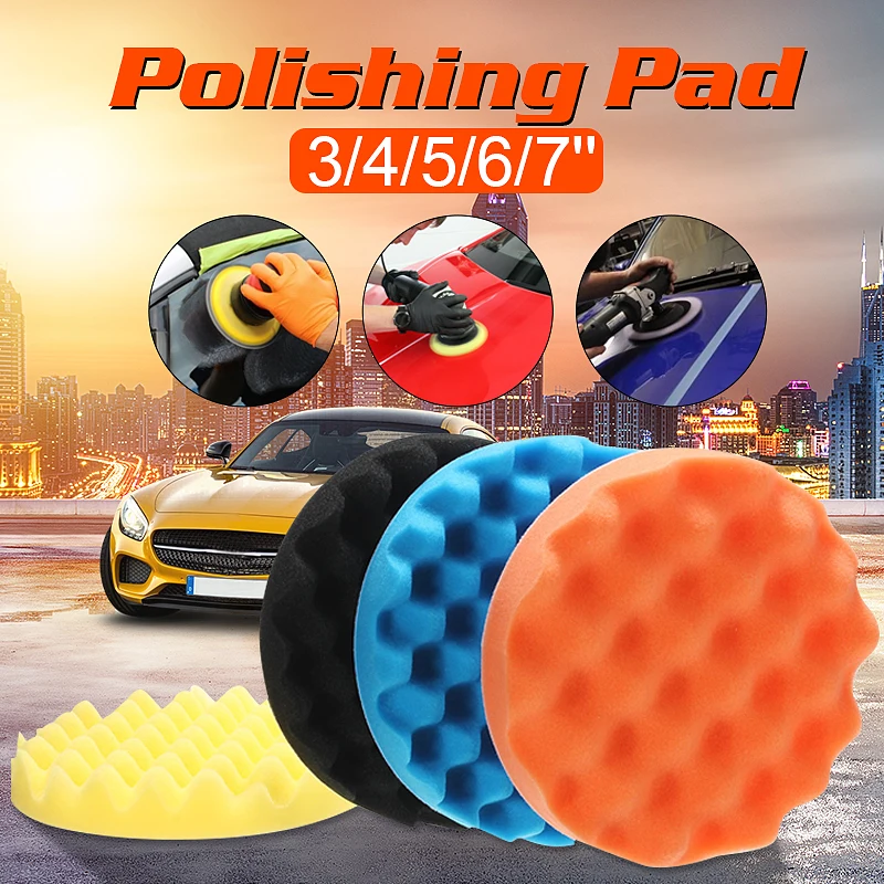 New wave Auto 3/4/5/6/7 inch Polishing Pad Buffing Sponge Hand Tool Kit  Foam 