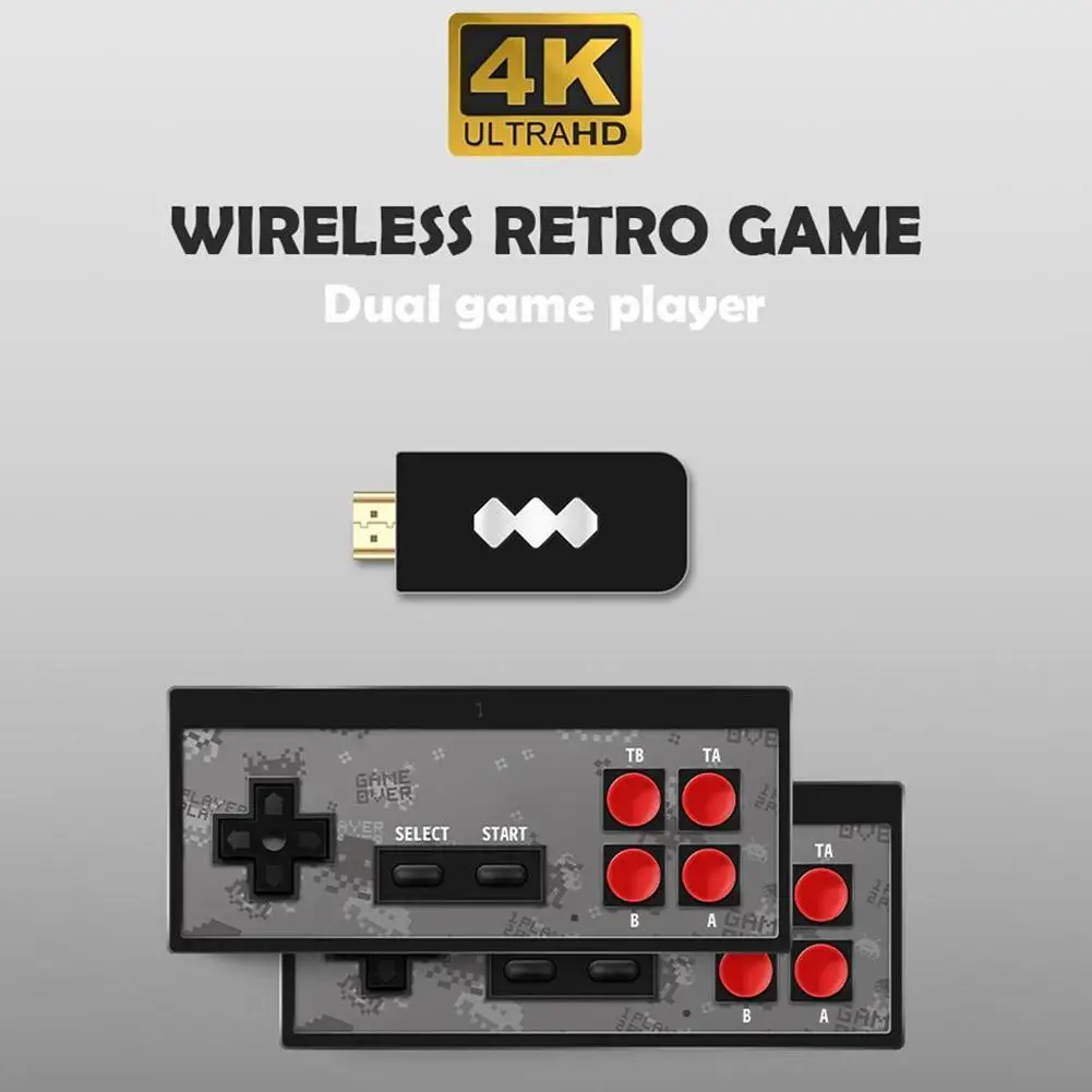 Встроенный 600 Ретро видео Игровая приставка 4K USB Беспроводной 8 бит футболки с принтами на тему классических игр мини Беспроводной консоли AV Выход двойной геймпады