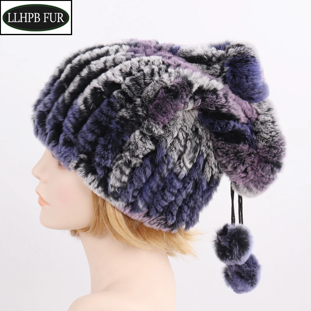 

Новинка 2024, брендовая зимняя женская стандартная шапка и шарфы, женская теплая шапка из натурального кролика Рекс, меховые шапки и глушители