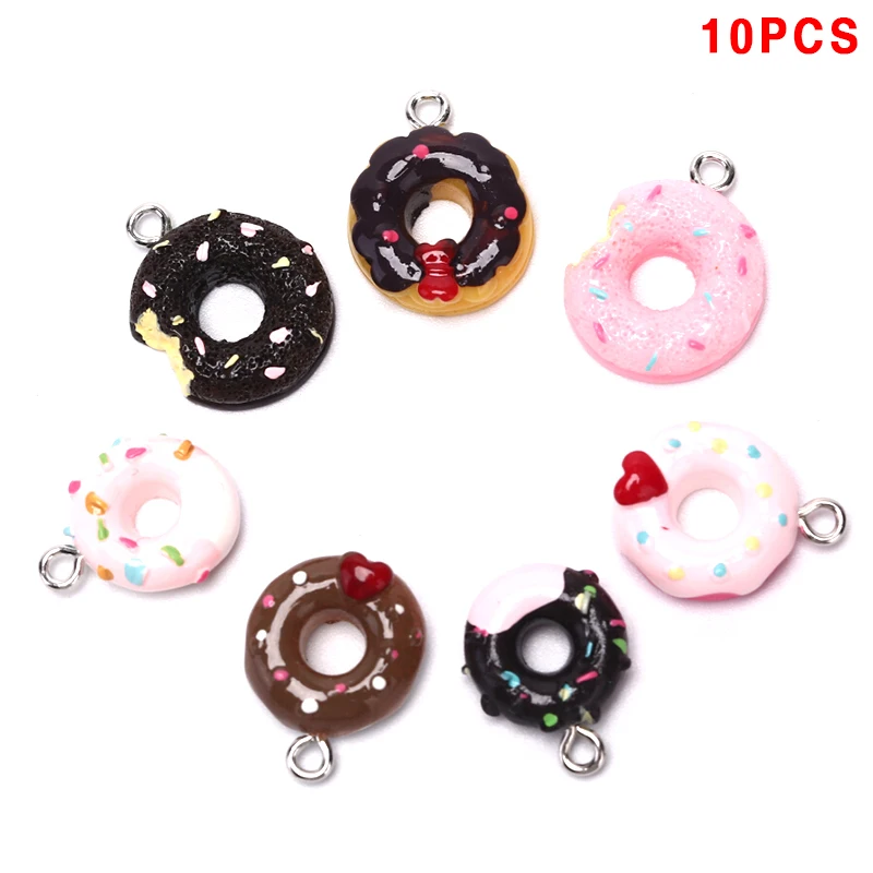 

10Pcs/Set Candy Color Kawaii Donuts Charms Pendants For DIY Decoration Bracelets Necklace Earring Key Chain Jewelry Making