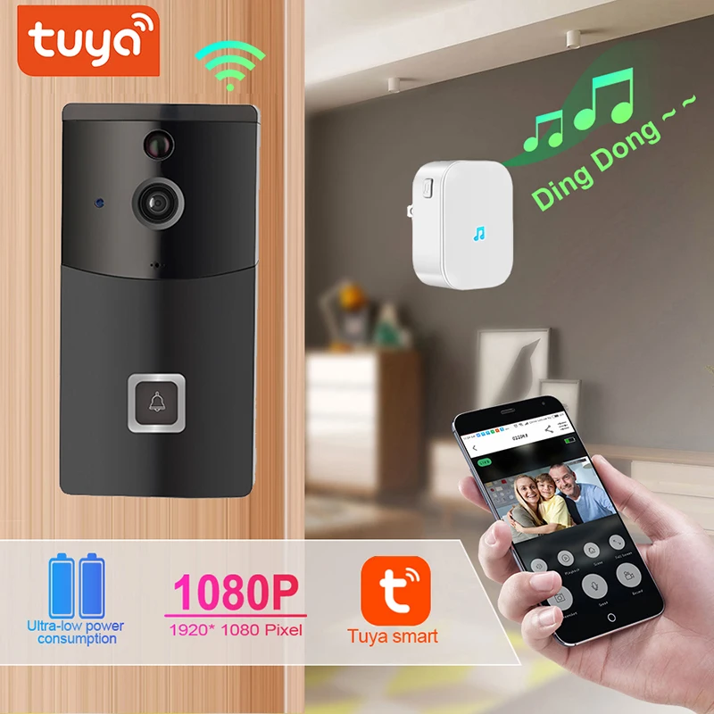 Уличный Видеозвонок 1080P Wi Fi с аккумулятором HD камера мониторинг безопасности