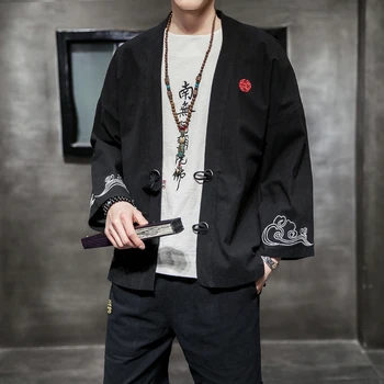 

2020 kimono japanese kimono mujer japan samurai kimono femme floral print Japanese Streetwear Mens Kimono Jacket kimono cardigan