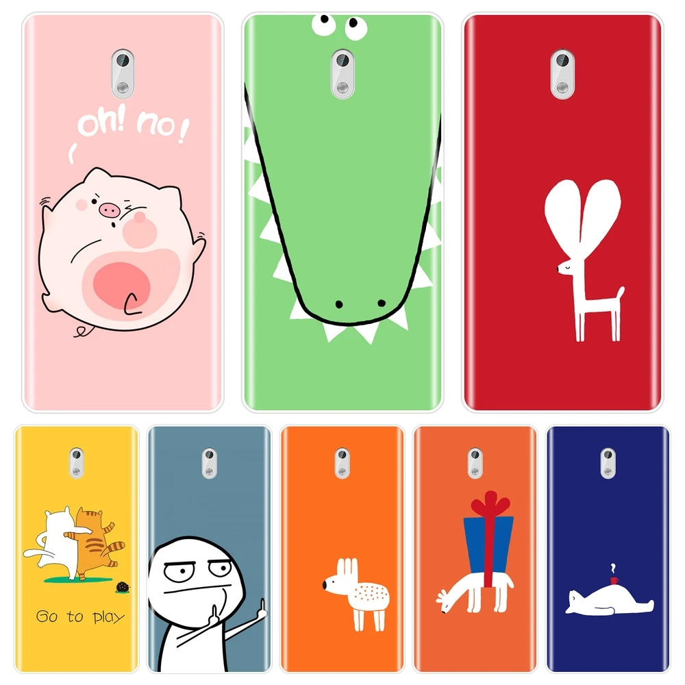 

Back Cover For Nokia X6 7 Plus Pink Pig Yellow Cat Red Deer Blue Bear Silicone Soft Case For Nokia 1 2 3 5 6 8 Phone Case