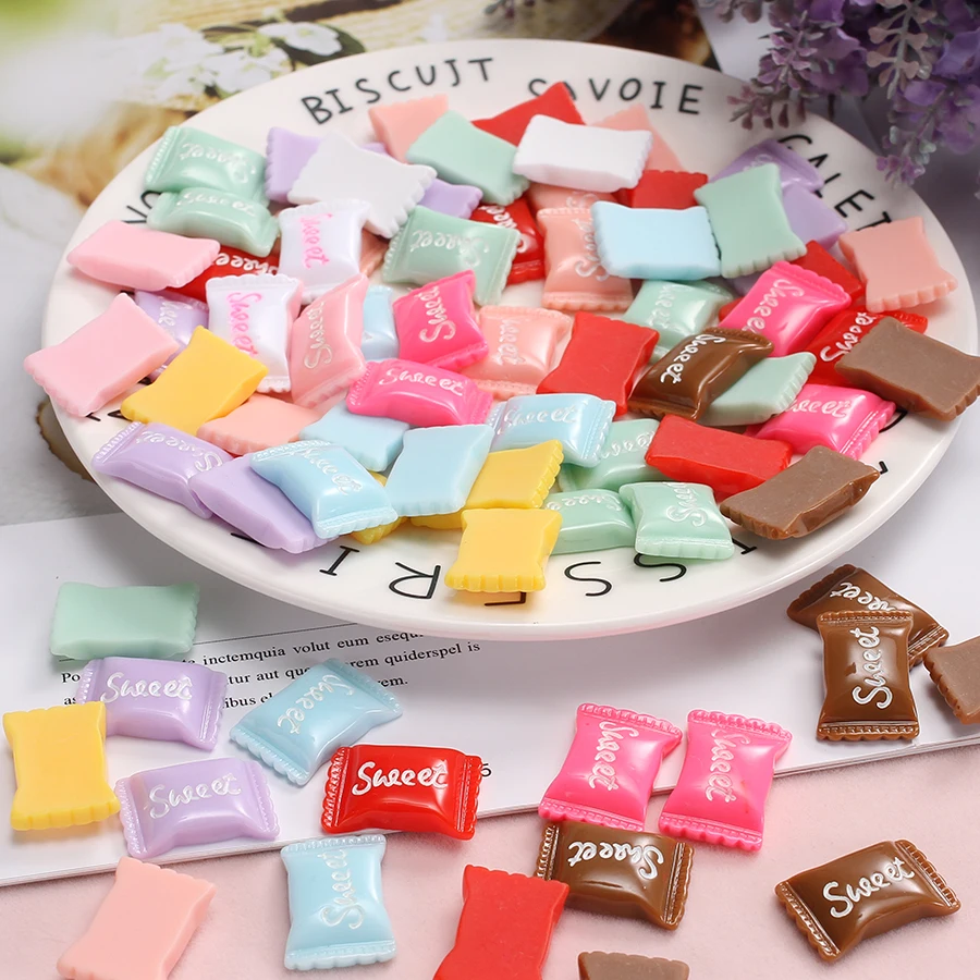 20 шт./лот Сладкий Kawaii Конфета из смолы) с плоским дном кабошоны для Diy симпатичный