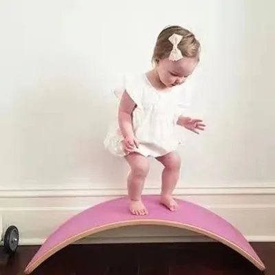 Board with felt Happymaty детская балансирующая игрушка, деревянные качели, для помещений, изогнутая доска, двойные деревянные, для улицы, для занятий йогой, уличные игрушки для детей - Цвет: Board with felt