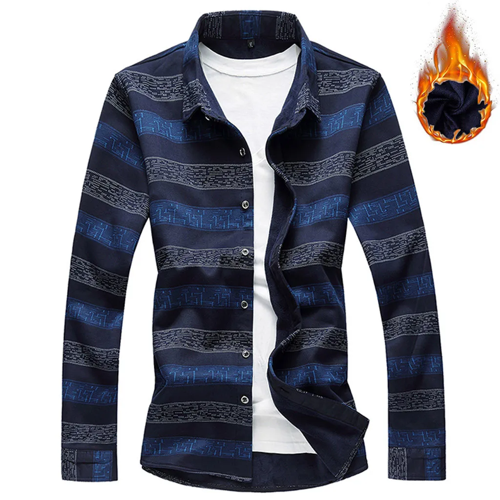 KANCOOLD рубашка Обычная новая camisa masculina зимняя модная мужская Повседневная Свободная теплая бархатная рубашка Топ Nov8