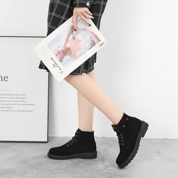 

2019 Women Booties Ankle Rubber Sole Cow Leather Boots Comfortable