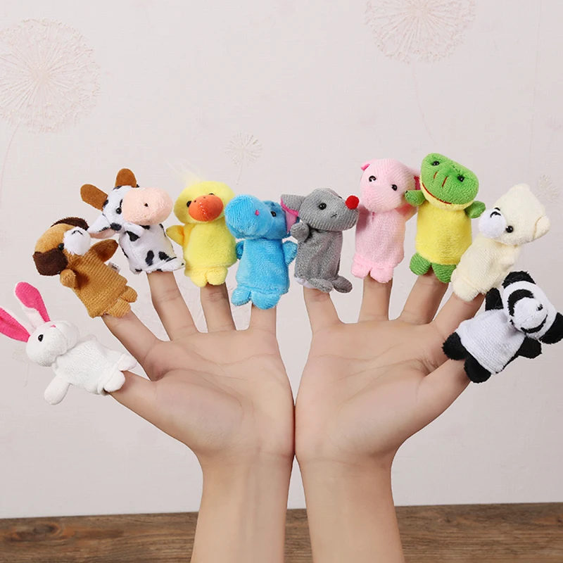 Set of 12 pieces Finger Puppets Cartoon Plush Animal Kids Educational Toys 