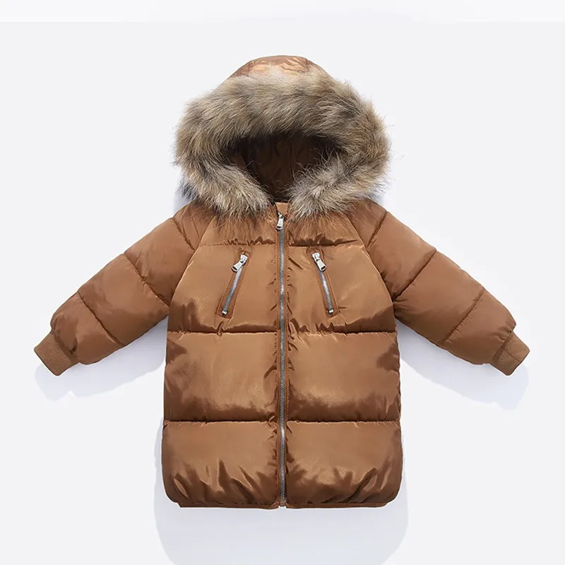 Online COOTELILI Cotton Winter Jacket For Boys Girls Real Raccoon Fur Hat Winter Coat For Boys Long Style Kids Parka Children Clothing