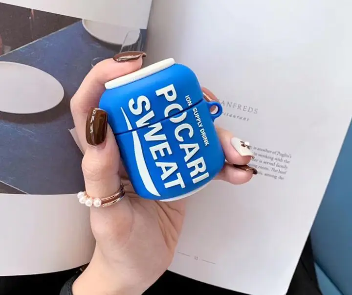 Apple Airpods, bluetooth-гарнитура, силиконовый чехол, милые коробки для хранения наушников, защитный чехол для зарядки, коробка для хранения - Цвет: Pocari Sweat