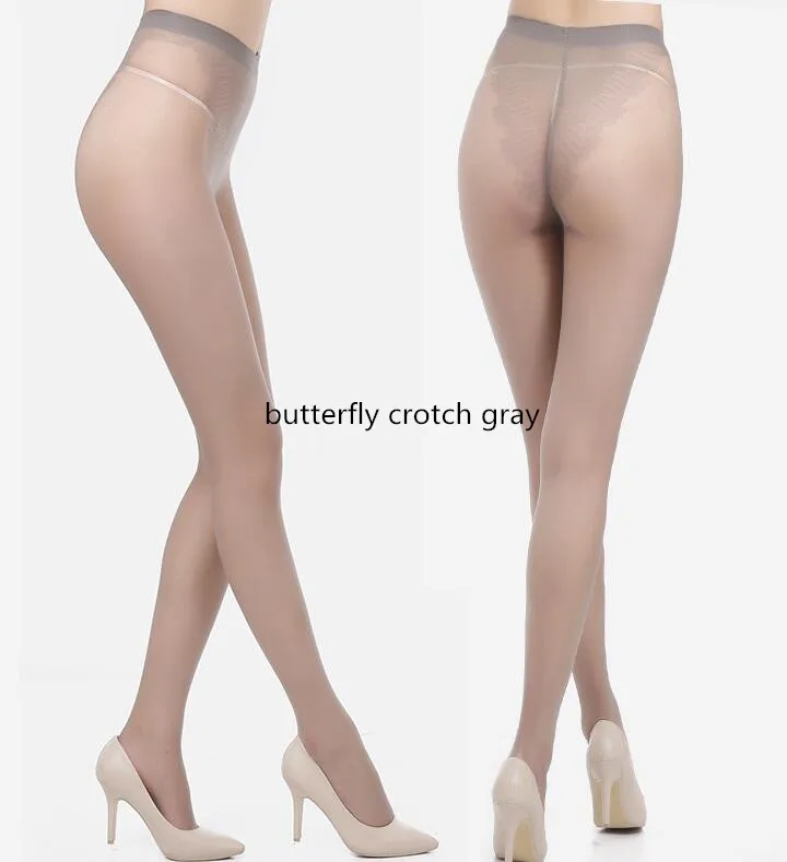 butterfly gray Высокие эластичные тонкие однотонные чулки женские сексуальные обтягивающие колготки бесшовные колготки Medias - Цвет: butterfly gray