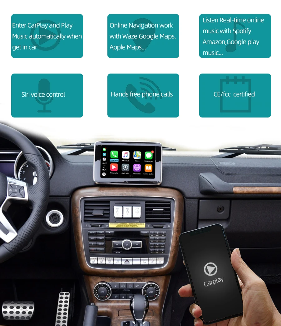 Sinairyu Беспроводной Wi-Fi Apple Carplay для Mercedes G class W463 12-15 NTG4.5/4,7 Автомобильная игровая поддержка обратная камера Waze Spotify