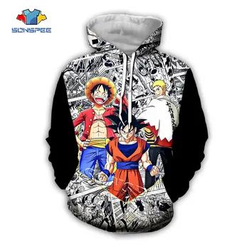 

SONSPEE Fashion Men's Streetwear Hoody Clothing Anime Dragon Ball Luffy Naruto Goku 3D Print Hoodies Women Pullover Sweatshirt
