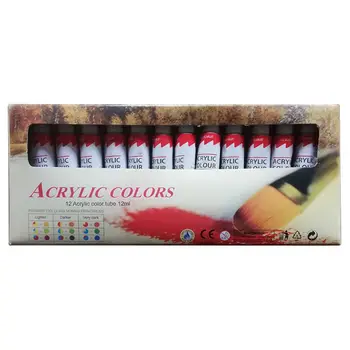

12 Colors 12ML Tube Acrylic Paint set Art Painting Drawing Tools For Kids DIY Water-resistant