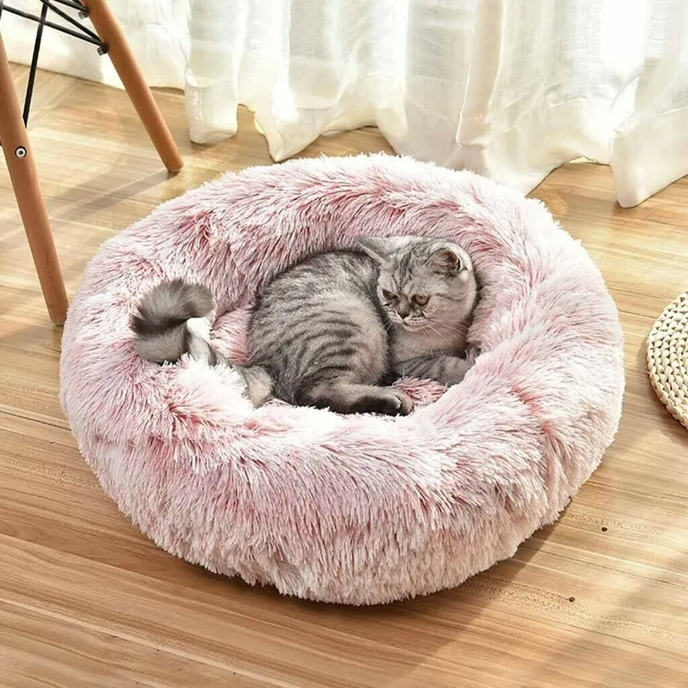 Soft Plush Pet Dog Cat Bed Warm Round Nest Cozy Deep Sleeping Cushion Mat Sofa for Small Dogs Chihuahua Dog Basket Cat Bed House