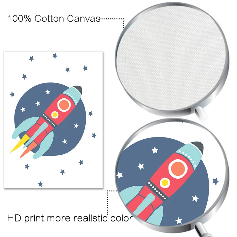 Karikatur Uzay Tema Kres Cocuk Sevimli Astronot Roket Posterler Ve