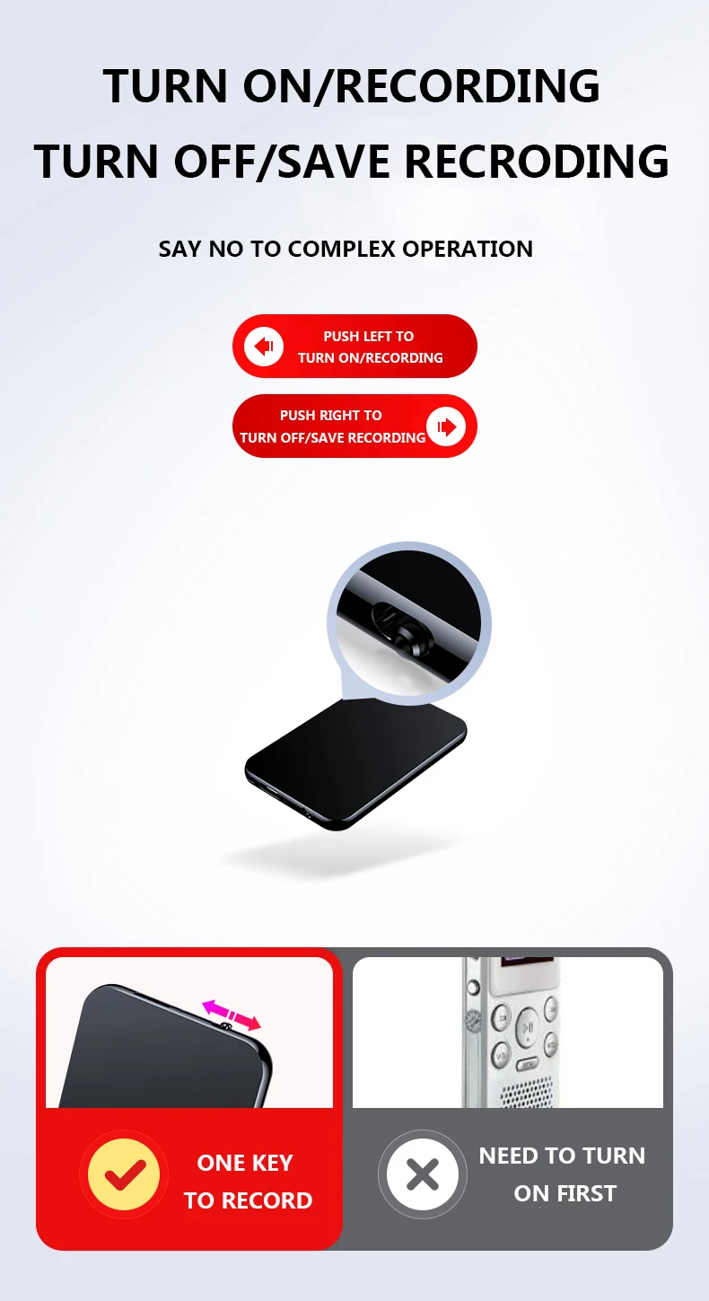 V15 mini ditaphone profissional ultra fino 64g