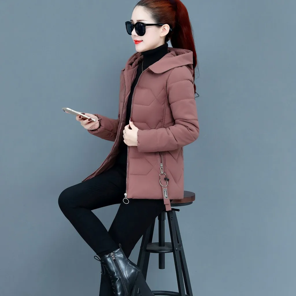 Верхняя одежда, пальто, модные женские одноцветные с капюшоном, зимняя осенняя куртка на молнии, Толстая теплая куртка, пальто, верхняя одежда, женская теплая куртка, топы M840