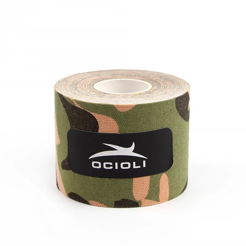 army green camouflag 5 см X 5 м кинезиологическая лента рулон Эластичный клейкий хлопковый повязка для мышц повреждение ранение поддержка нейромышечного спорта кинезиотape - Цвет: army green camouflag