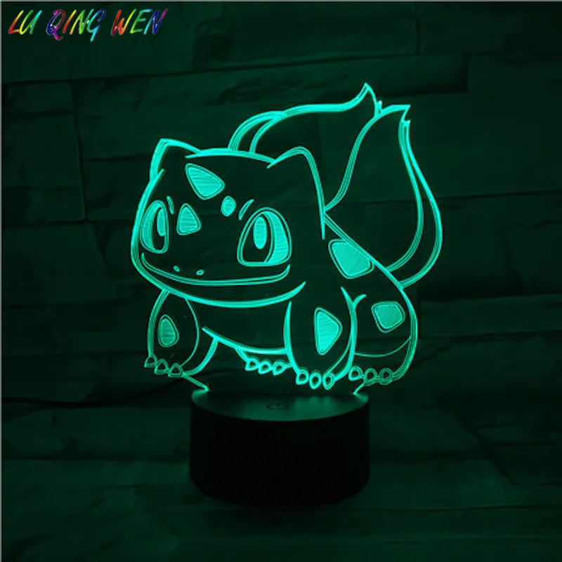 Pokemon Go Bulbasaur рисунок 3d Ночной светильник для гостиной атмосфера кровать лампа праздничный подарок для детей Светодиодная настольная лампа Bulbasaur