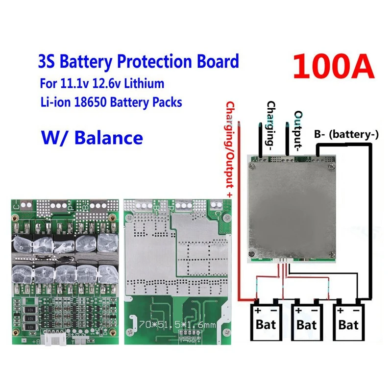 ELEG-3S 100A 12V литий-ионный литиевый аккумулятор BMS инвертор Ups батарея коробка Защита энергии хранения плата с балансировкой функции