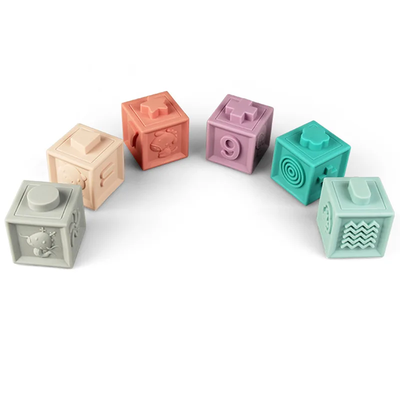 Детские Силиконовые строительные блоки 12 шт 3D сенсорные мягкие шарики детские массажные с резиновым покрытием Прорезыватели сжимающие игрушки Игрушки для ванны