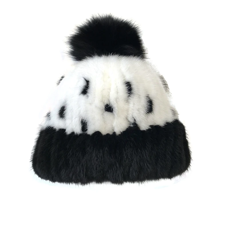 Новинка 2020 русская вязаная норковая шапка для женщин из настоящего меха с