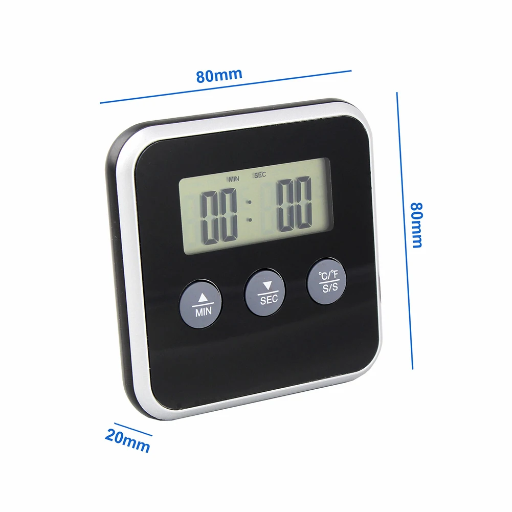 Kitchen Timer Digital Display Kitchen BBQ Food Multifunctional Cooking Probe Thermometer with Alarm Timer Cook Food Tools