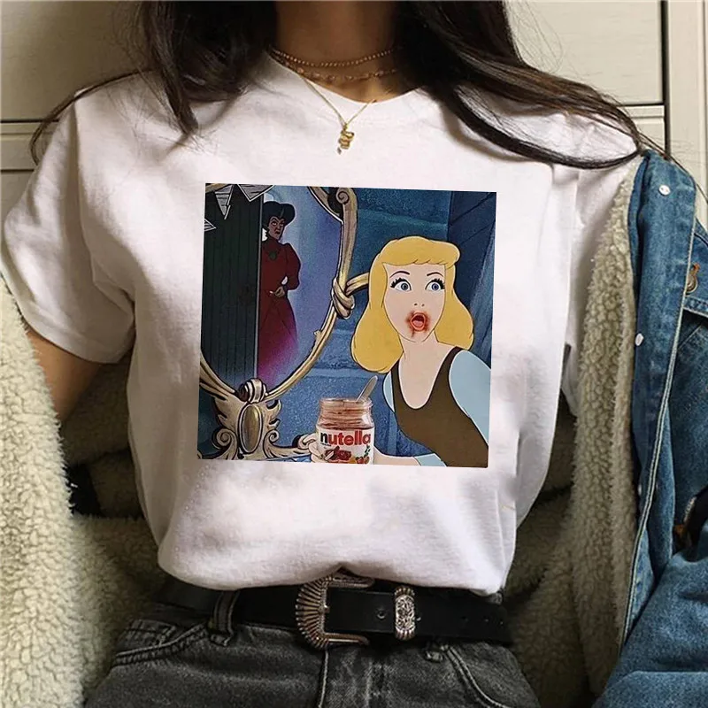 Nutella Kawaii футболка с принтом женская 90s Harajuku Ullzang модная футболка графическая Милая мультяшная футболка корейский стиль Топ Тройники женские - Цвет: p1574-9-white